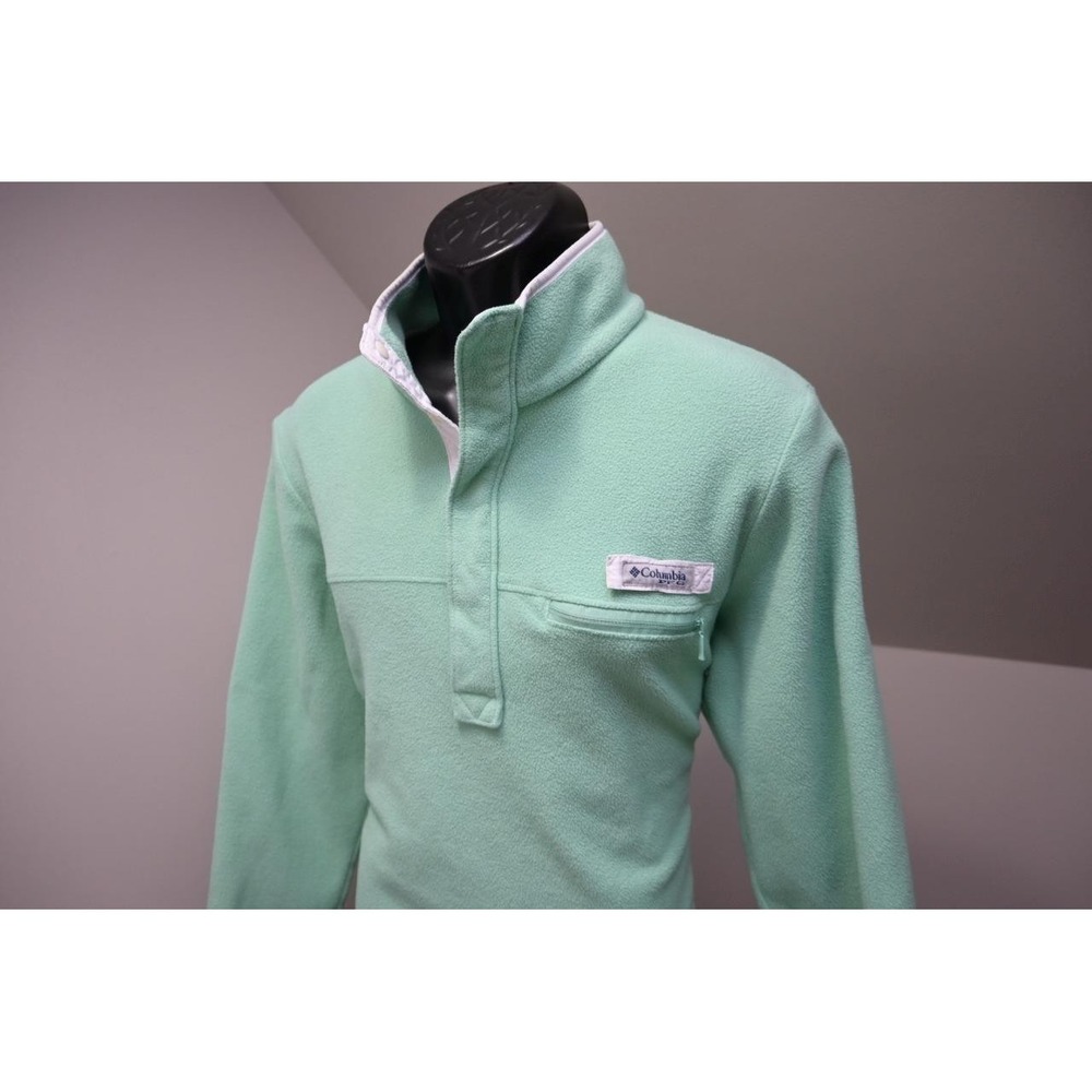 Columbia PFG Fleece 1/4 Zip Jacket Green Performance Camp Sweater Mens Sz Medium